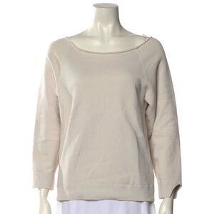 Nili Lotan Issue Luka Scoop Neck Cream Off White Off Shoulder Sweatshirt